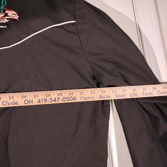 Ely Diamond pearl snap shirt mens L Large black skull embroidered feather - Picture 6 of 9